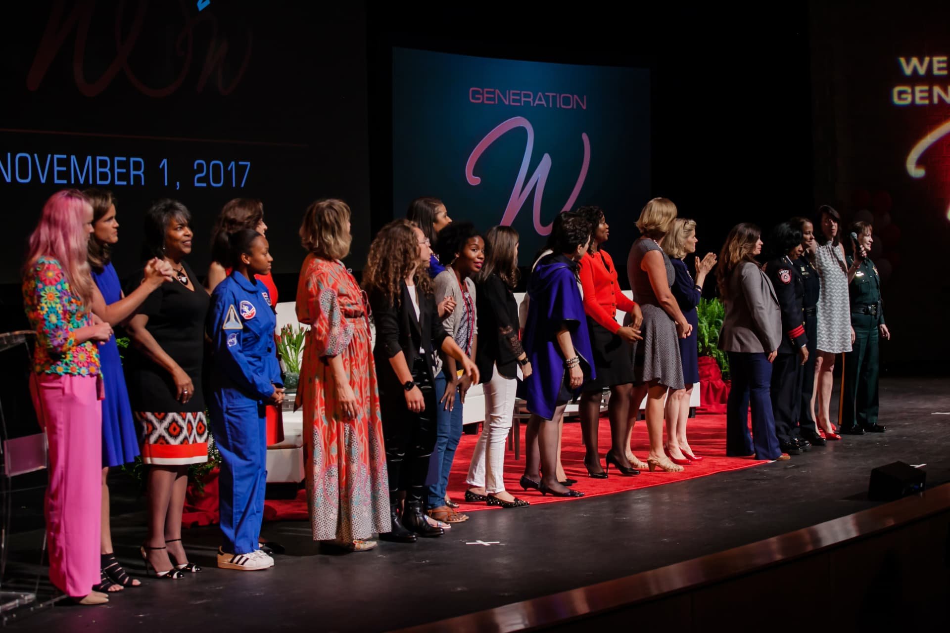 Generation W honorees standing together on stage at the 2017 celebration